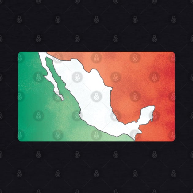 Mexico map in mexican flag colors distressed style by Finji